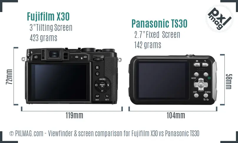 Fujifilm X30 vs Panasonic TS30 Screen and Viewfinder comparison Fujifilm X30 vs Panasonic TS30 Screen and Viewfinder comparison