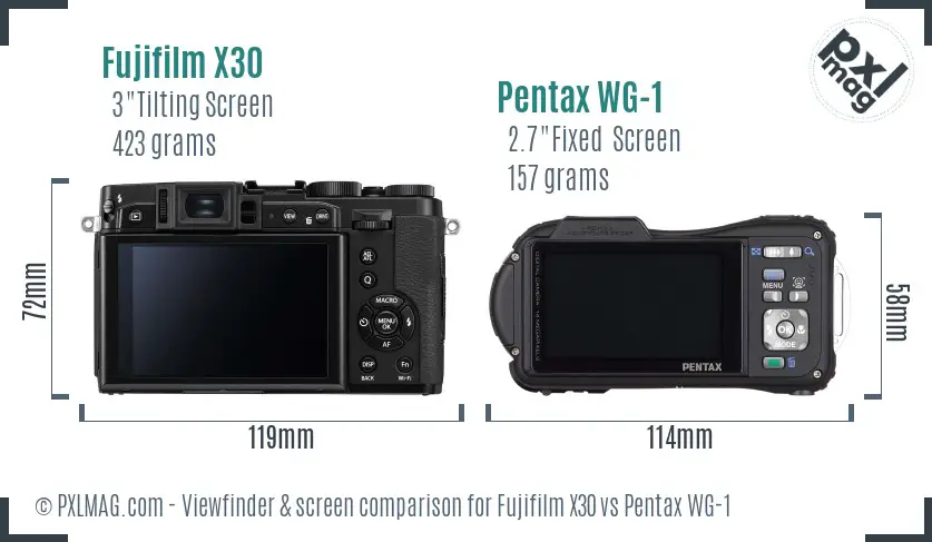 Fujifilm X30 vs Pentax WG-1 Screen and Viewfinder comparison Fujifilm X30 vs Pentax WG-1 Screen and Viewfinder comparison