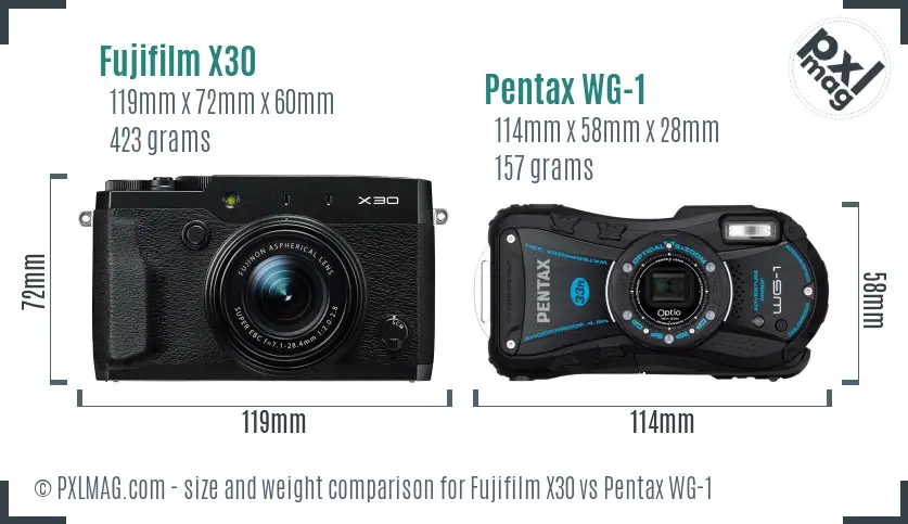 Fujifilm X30 vs Pentax WG-1 size comparison Fujifilm X30 vs Pentax WG-1 size comparison