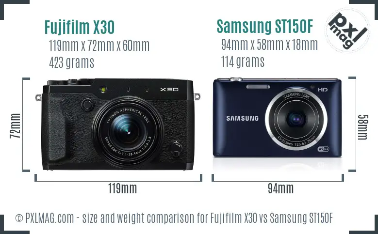 Fujifilm X30 vs Samsung ST150F size comparison