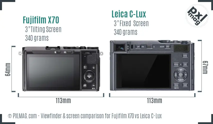 Fujifilm X70 vs Leica C-Lux Screen and Viewfinder comparison