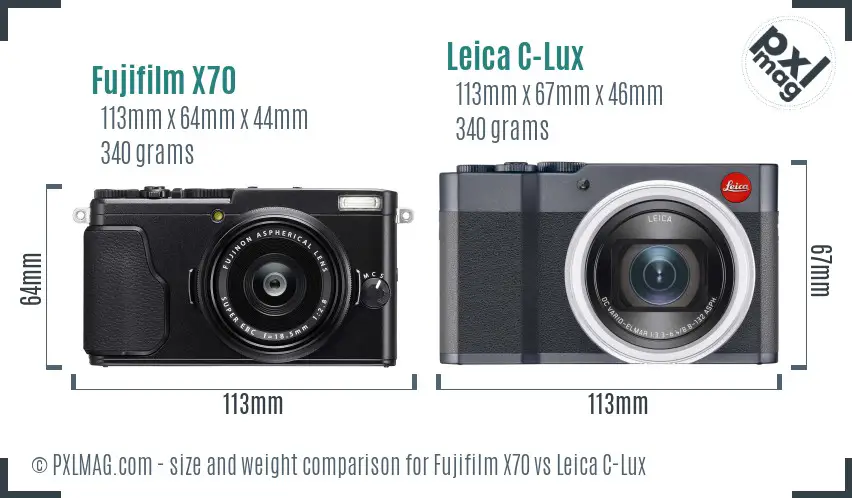 Fujifilm X70 vs Leica C-Lux size comparison