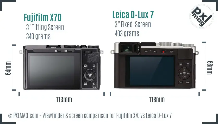 Fujifilm X70 vs Leica D-Lux 7 Screen and Viewfinder comparison
