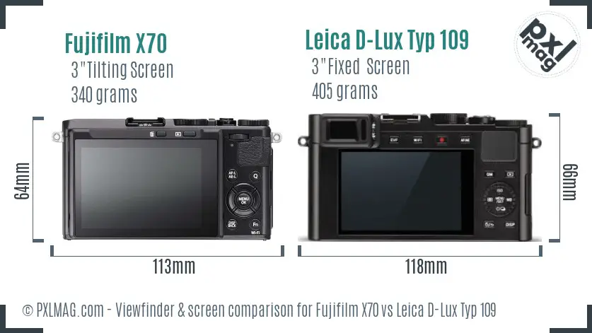 Fujifilm X70 vs Leica D-Lux Typ 109 Screen and Viewfinder comparison