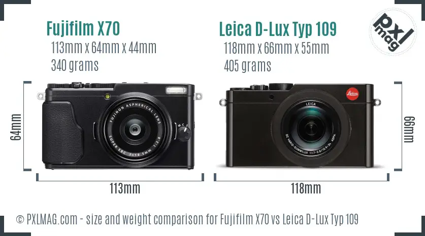 Fujifilm X70 vs Leica D-Lux Typ 109 size comparison