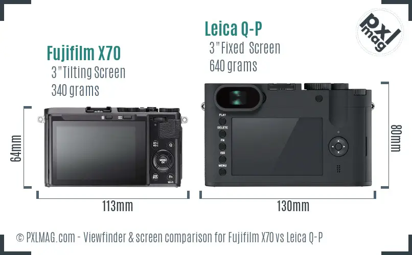 Fujifilm X70 vs Leica Q-P Screen and Viewfinder comparison