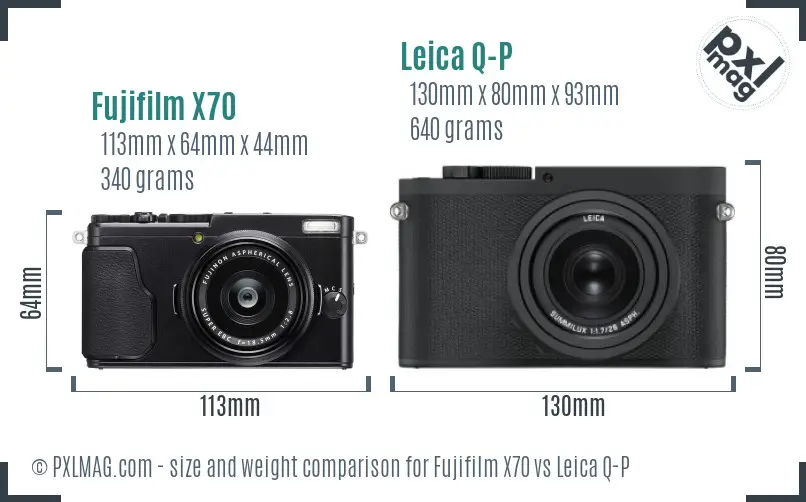 Fujifilm X70 vs Leica Q-P size comparison