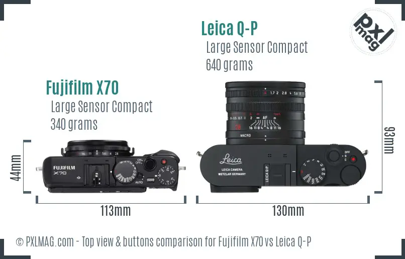 Fujifilm X70 vs Leica Q-P top view buttons comparison