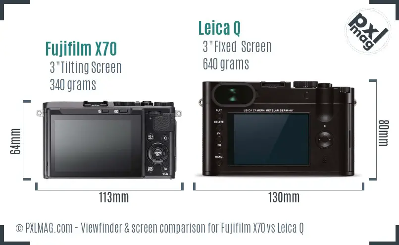 Fujifilm X70 vs Leica Q Screen and Viewfinder comparison