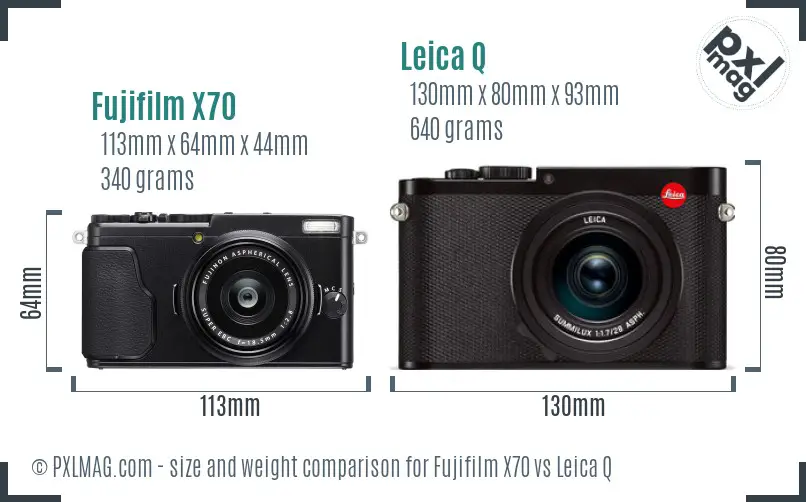 Fujifilm X70 vs Leica Q size comparison