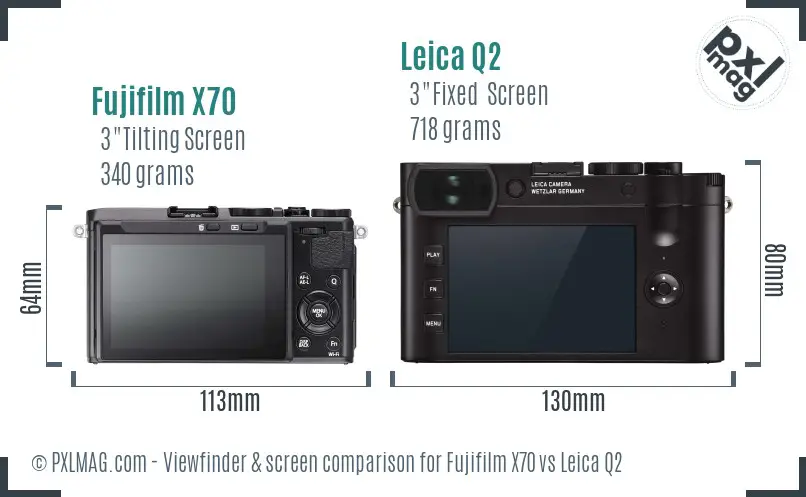 Fujifilm X70 vs Leica Q2 Screen and Viewfinder comparison