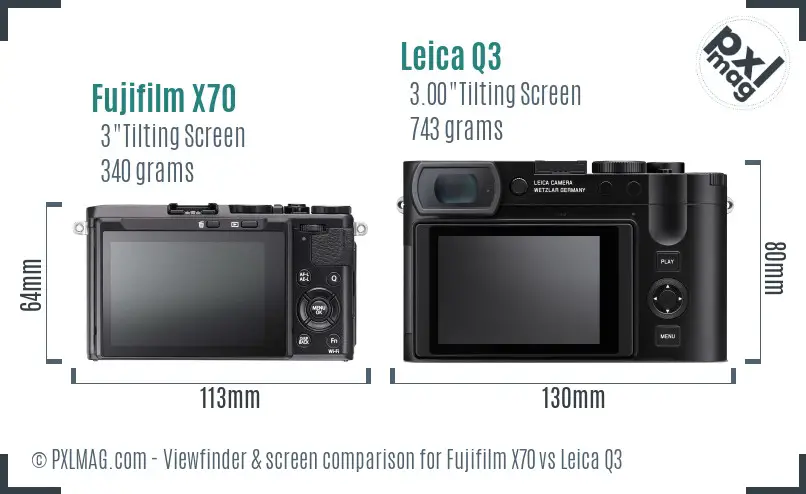Fujifilm X70 vs Leica Q3 Screen and Viewfinder comparison