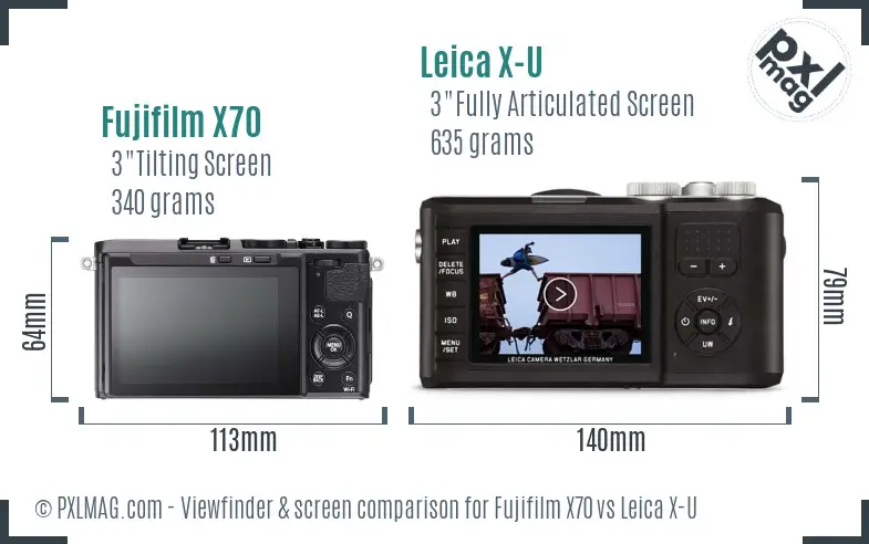 Fujifilm X70 vs Leica X-U Screen and Viewfinder comparison