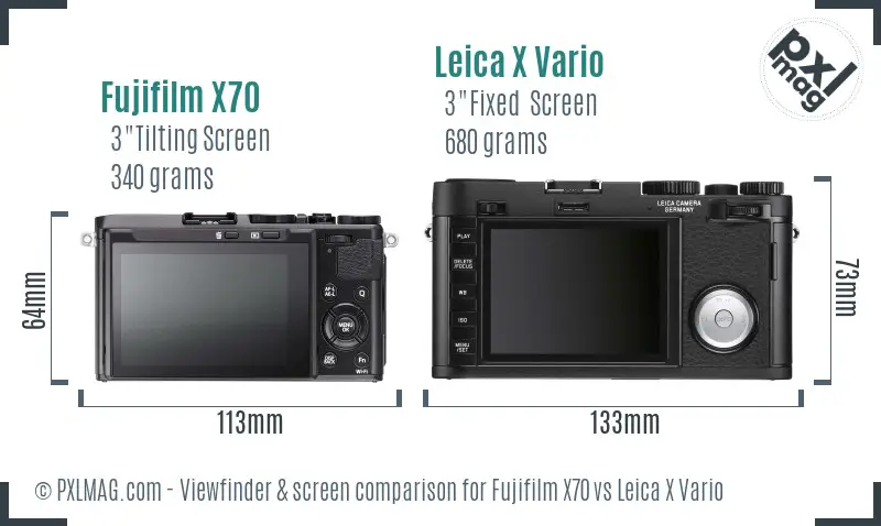 Fujifilm X70 vs Leica X Vario Screen and Viewfinder comparison