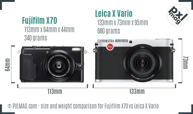 Fujifilm X70 vs Leica X Vario size comparison