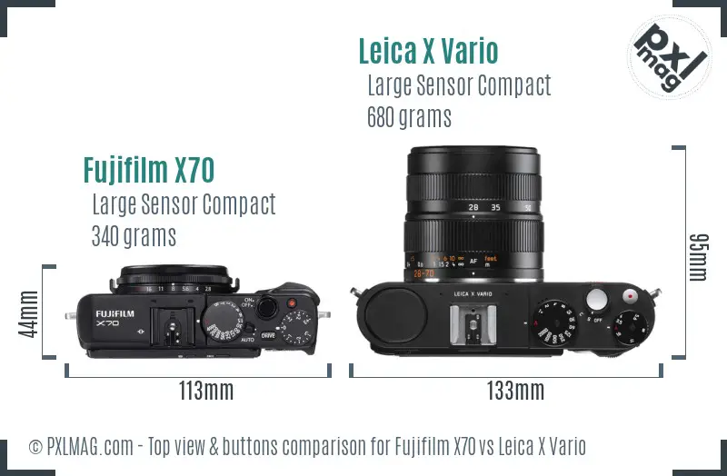 Fujifilm X70 vs Leica X Vario top view buttons comparison