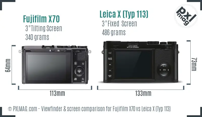 Fujifilm X70 vs Leica X (Typ 113) Screen and Viewfinder comparison