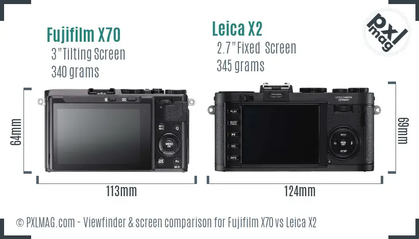 Fujifilm X70 vs Leica X2 Screen and Viewfinder comparison