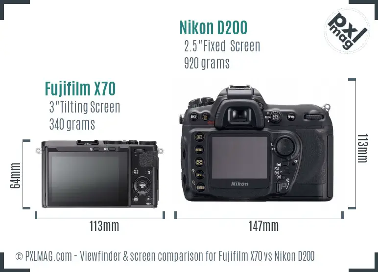Fujifilm X70 vs Nikon D200 Screen and Viewfinder comparison