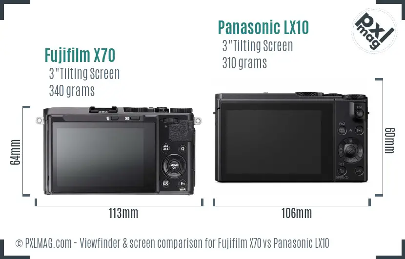 Fujifilm X70 vs Panasonic LX10 Screen and Viewfinder comparison