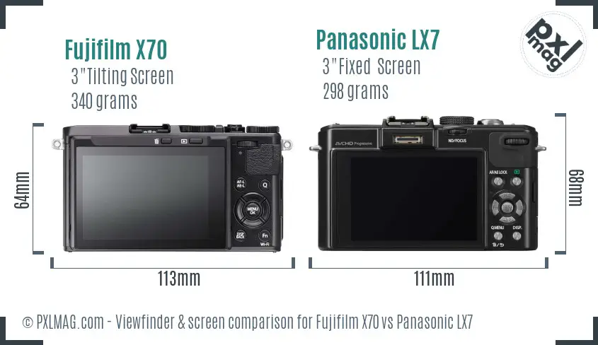 Fujifilm X70 vs Panasonic LX7 Screen and Viewfinder comparison