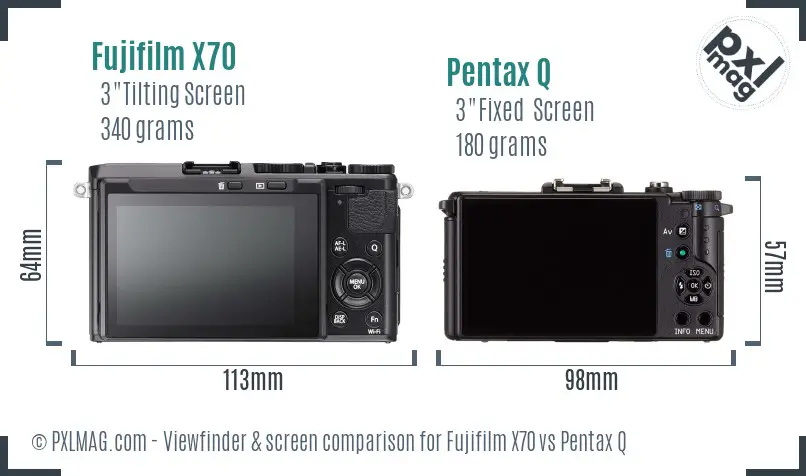 Fujifilm X70 vs Pentax Q Screen and Viewfinder comparison