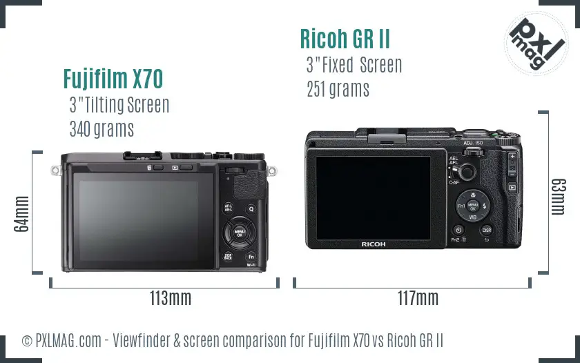 Fujifilm X70 vs Ricoh GR II Screen and Viewfinder comparison