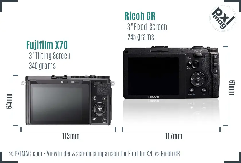 Fujifilm X70 vs Ricoh GR Screen and Viewfinder comparison