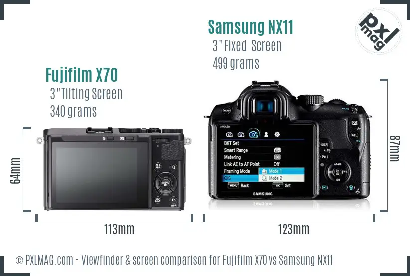 Fujifilm X70 vs Samsung NX11 Screen and Viewfinder comparison