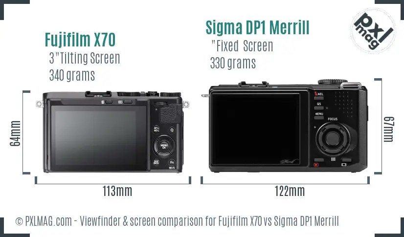 Fujifilm X70 vs Sigma DP1 Merrill Screen and Viewfinder comparison