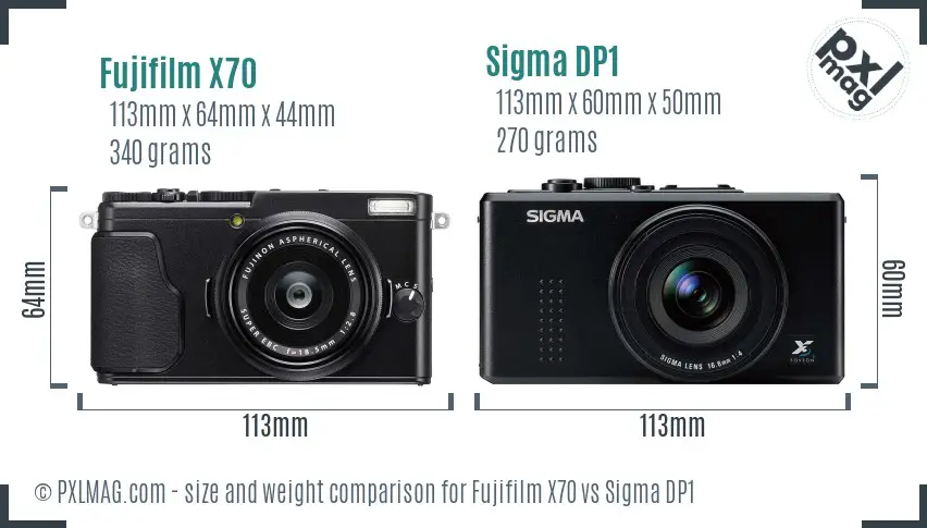 Fujifilm X70 vs Sigma DP1 size comparison