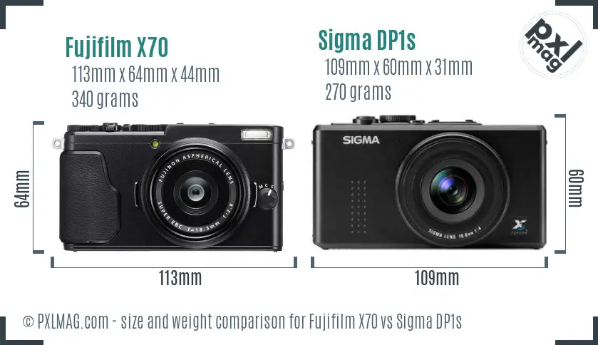 Fujifilm X70 vs Sigma DP1s size comparison