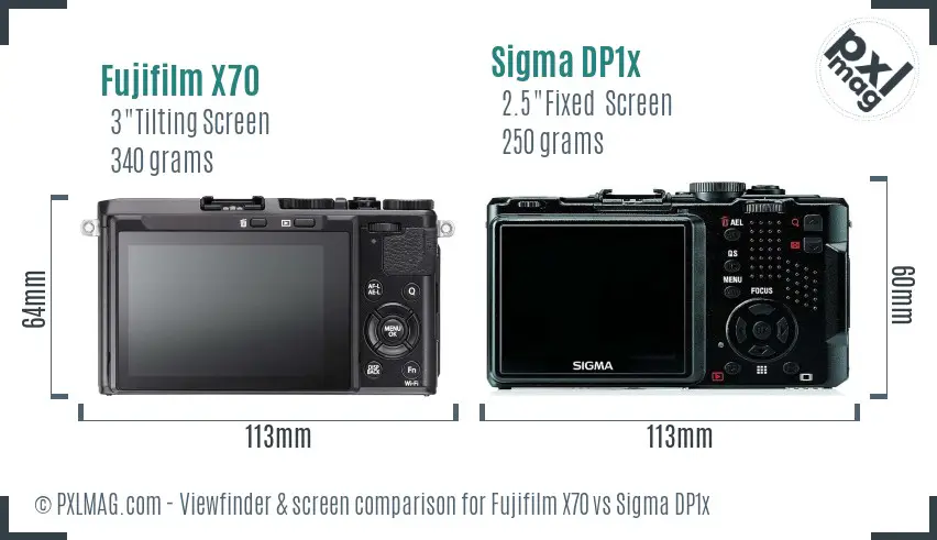 Fujifilm X70 vs Sigma DP1x Screen and Viewfinder comparison