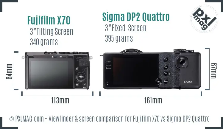 Fujifilm X70 vs Sigma DP2 Quattro Screen and Viewfinder comparison