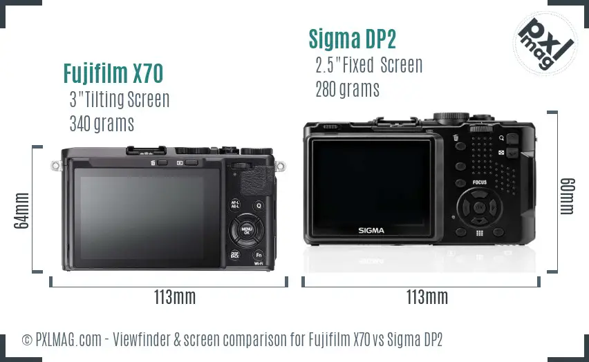 Fujifilm X70 vs Sigma DP2 Screen and Viewfinder comparison
