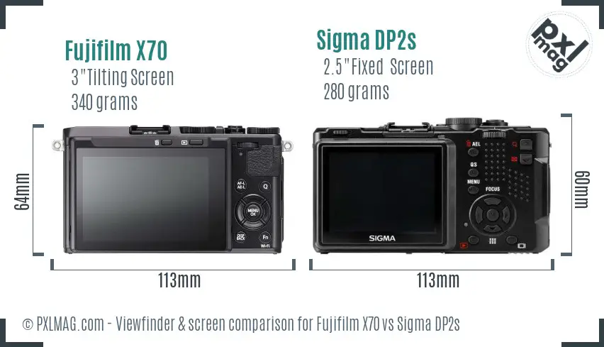 Fujifilm X70 vs Sigma DP2s Screen and Viewfinder comparison