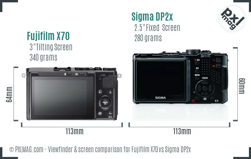 Fujifilm X70 vs Sigma DP2x Screen and Viewfinder comparison