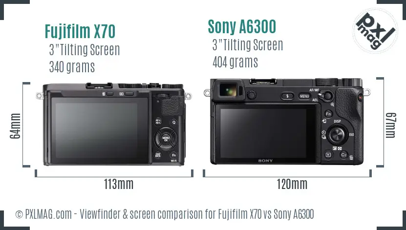 Fujifilm X70 vs Sony A6300 Screen and Viewfinder comparison