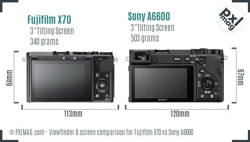 Fujifilm X70 vs Sony A6600 Screen and Viewfinder comparison