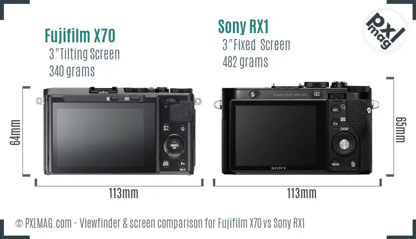 Fujifilm X70 vs Sony RX1 Screen and Viewfinder comparison
