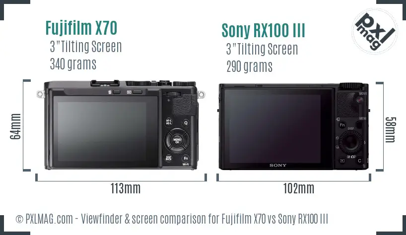 Fujifilm X70 vs Sony RX100 III Screen and Viewfinder comparison