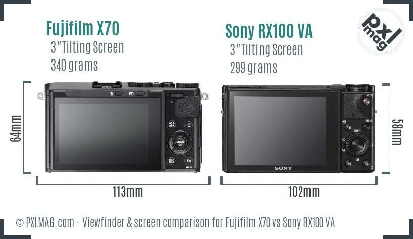 Fujifilm X70 vs Sony RX100 VA Screen and Viewfinder comparison