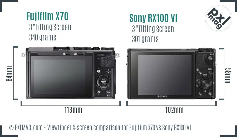 Fujifilm X70 vs Sony RX100 VI Screen and Viewfinder comparison