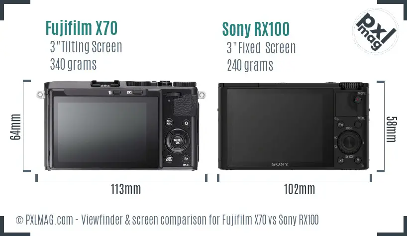 Fujifilm X70 vs Sony RX100 Screen and Viewfinder comparison