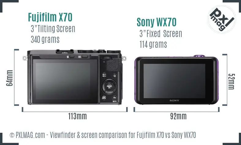 Fujifilm X70 vs Sony WX70 Screen and Viewfinder comparison