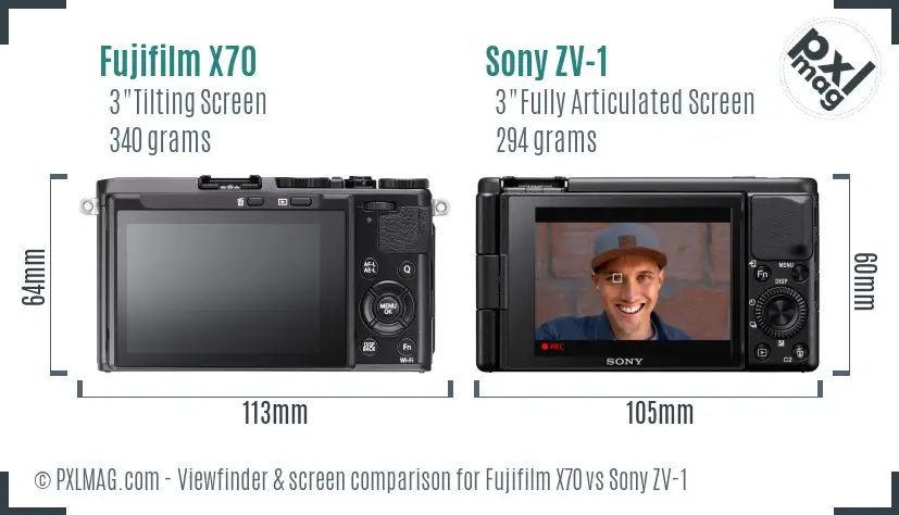 Fujifilm X70 vs Sony ZV-1 Screen and Viewfinder comparison