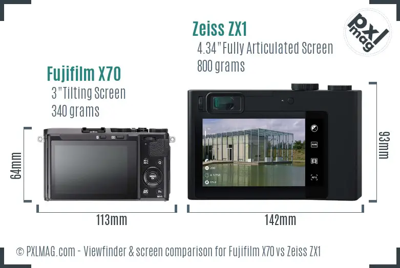 Fujifilm X70 vs Zeiss ZX1 Screen and Viewfinder comparison