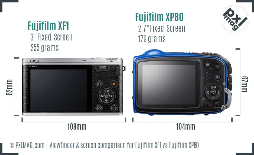 Fujifilm XF1 vs Fujifilm XP80 Screen and Viewfinder comparison
