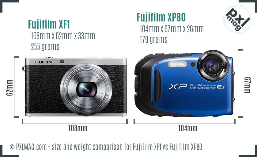 Fujifilm XF1 vs Fujifilm XP80 size comparison