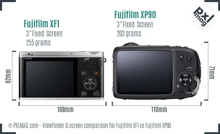 Fujifilm XF1 vs Fujifilm XP90 Screen and Viewfinder comparison Fujifilm XF1 vs Fujifilm XP90 Screen and Viewfinder comparison